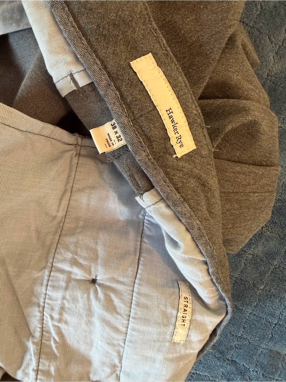 Hawker Rye Straight Fit Pants 38x32 Heather Grey Stretch Chino - Picture 2 of 8